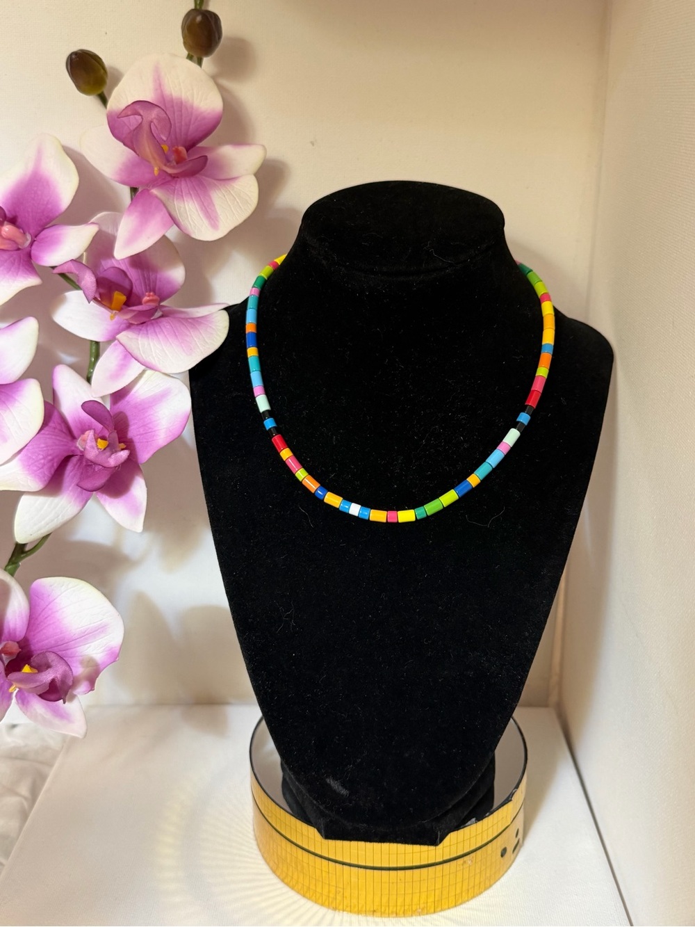 Roxanne Assoulin Starburst U-Tube In Enamel & Gold Plated Beaded Necklace  NEW